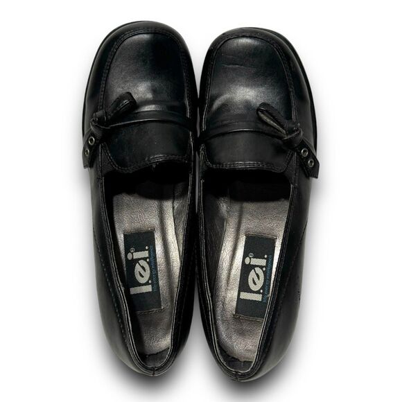 Vintage Y2K LEI Onyx Vegan Leather Chunky Platform Mary Jane Heels Size 7.5 US - Picture 9 of 10